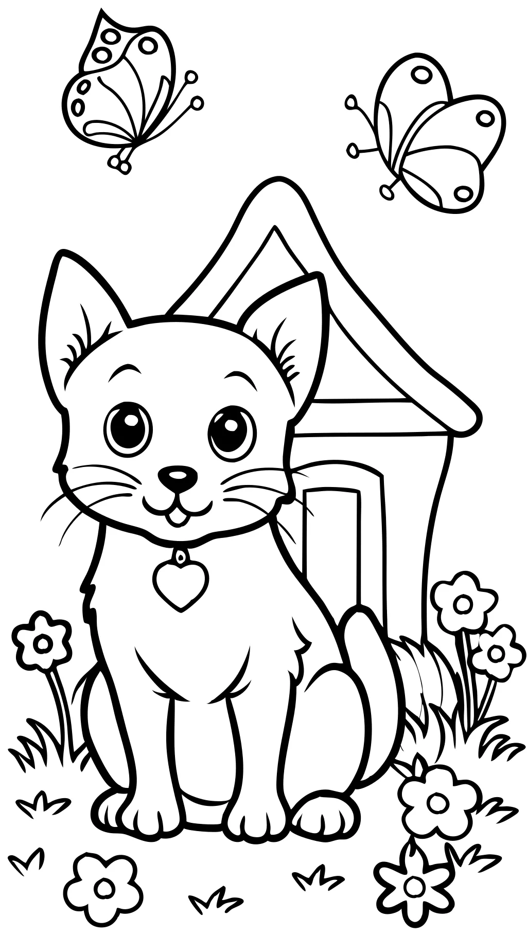 coloriages de chiots et de chaton mignons